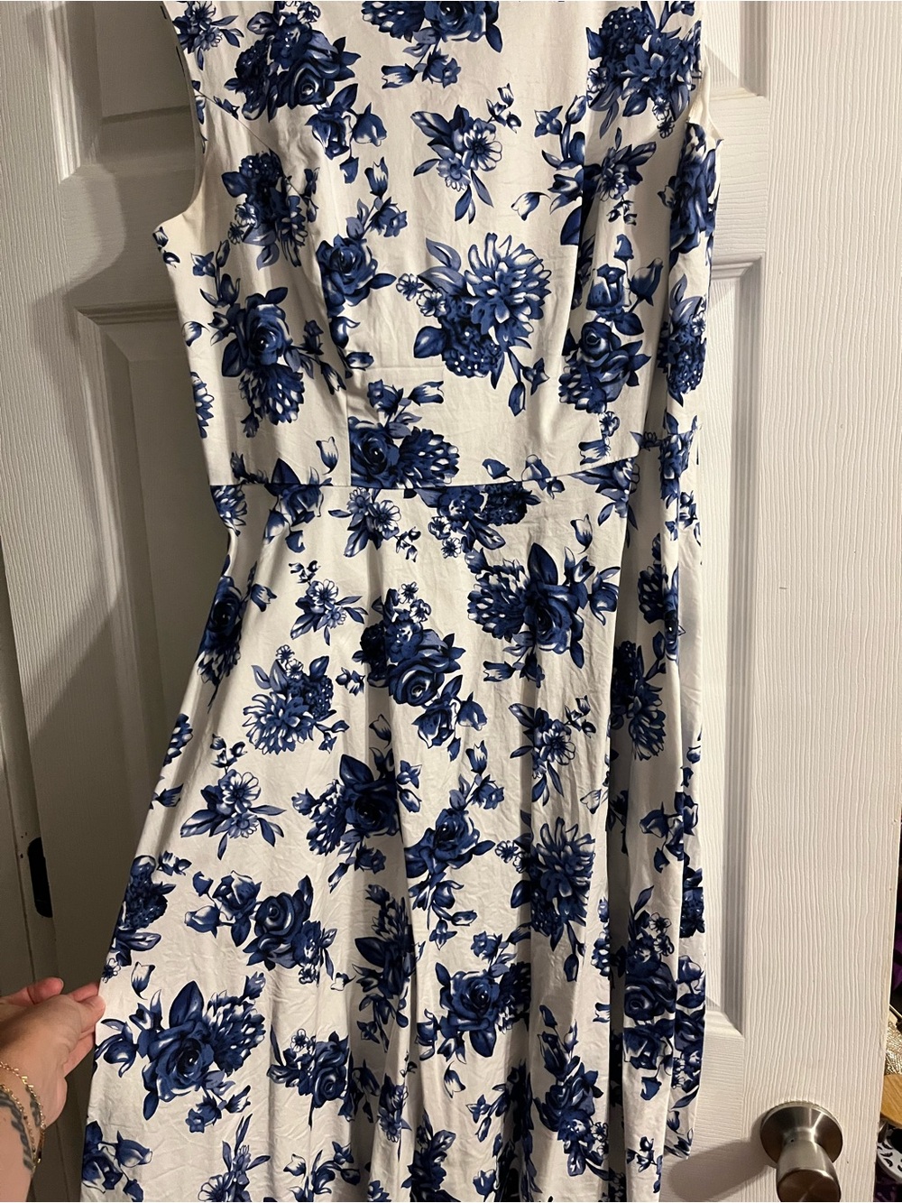 Blue Floral Fit & Flare Dress - Women